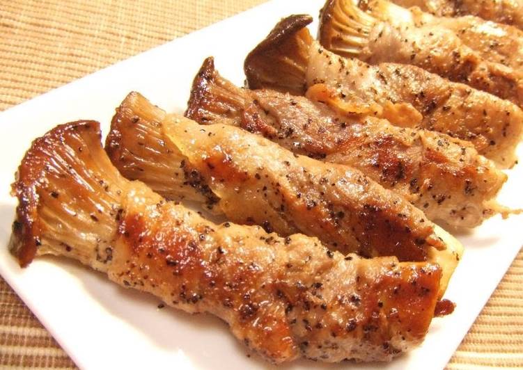 Easy and Yummy! King Oyster Mushroom & Pork Roll Sauté Recipe by