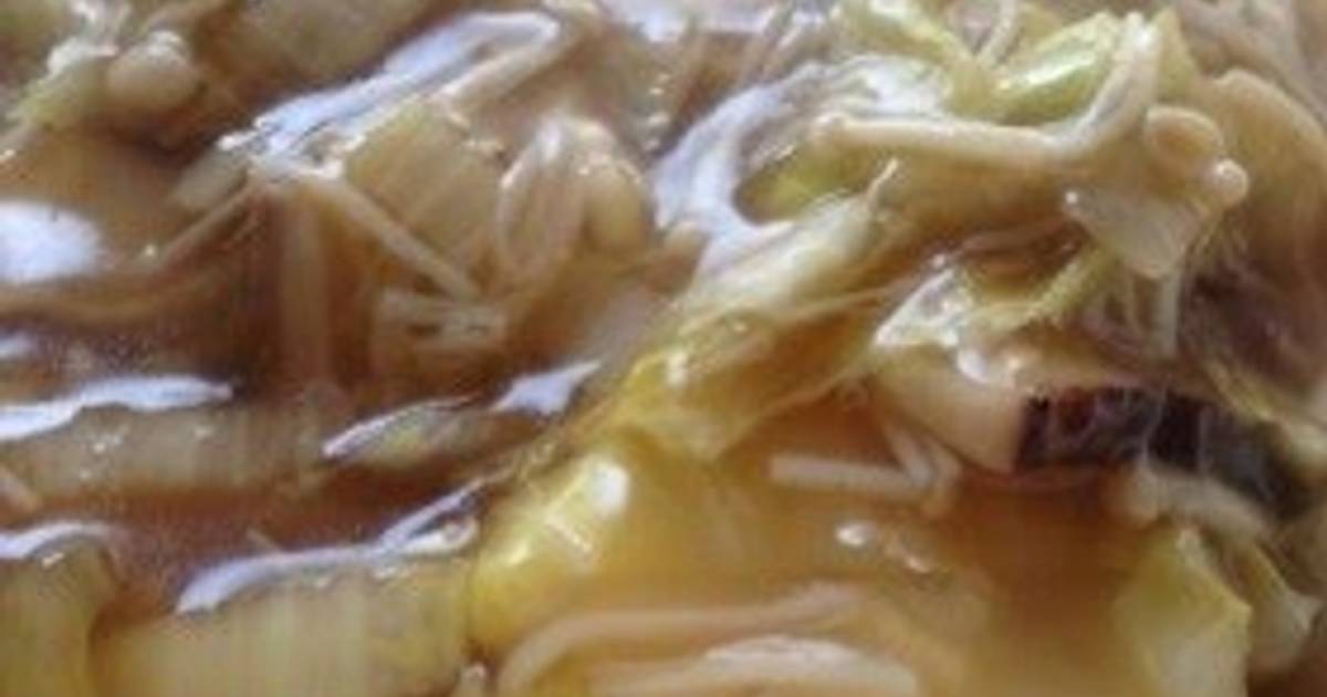 Tofu with Enoki Mushrooms and Chinese Cabbage Ankake Sauce Recipe by