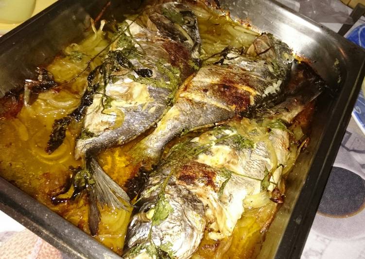 Oven Baked Sea Bream Recipe by Andrea Cookpad