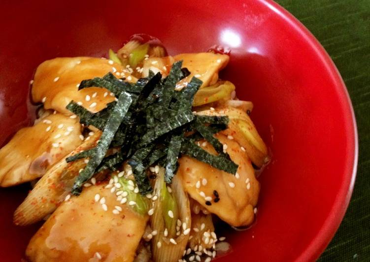 oil free chicken breast kuwa yaki rice bowl recipe by cookpad japan