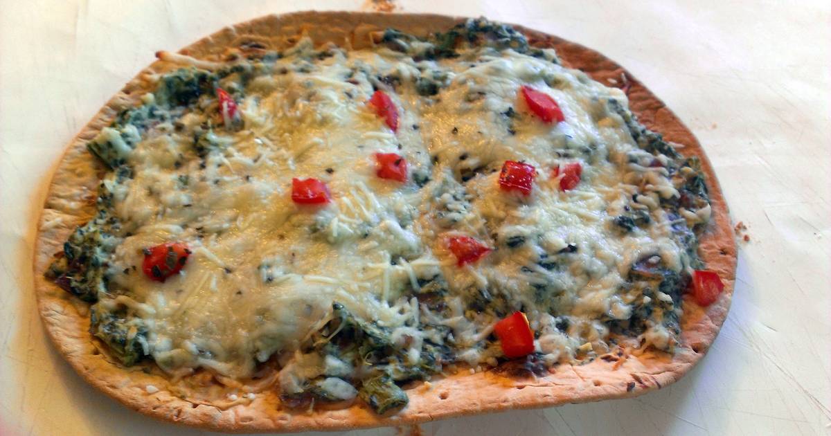 Baked Spinach florentine flatbread Recipe by vavra Cookpad