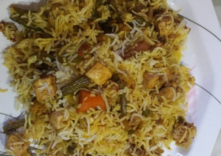 Veg paneer biryani with dry aloo bukhara Recipe by shweta ojha ...