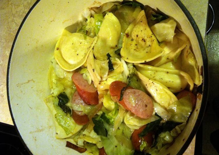 Pierogi, cabbage and kielbasa bake Recipe by Taylor Topp Cookpad
