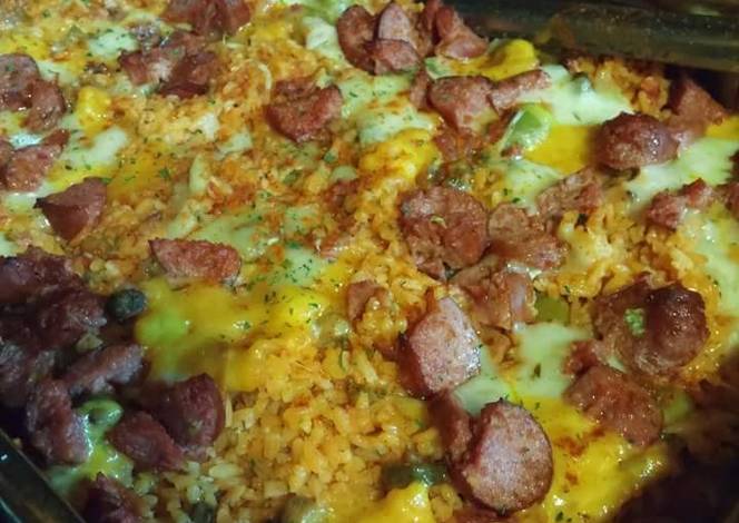 Resep Baked Puerto Rican Rice with Smoked Sausage