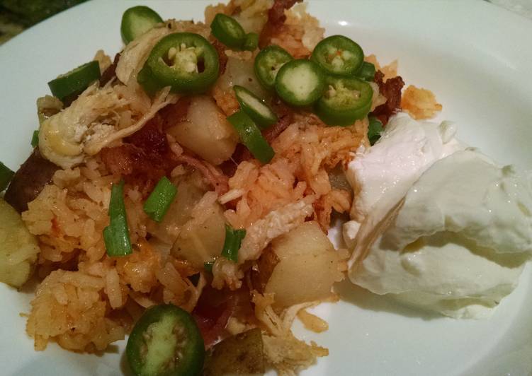Loaded Chicken, Rice and Potato bake! Recipe by Cheyenne ) Cookpad