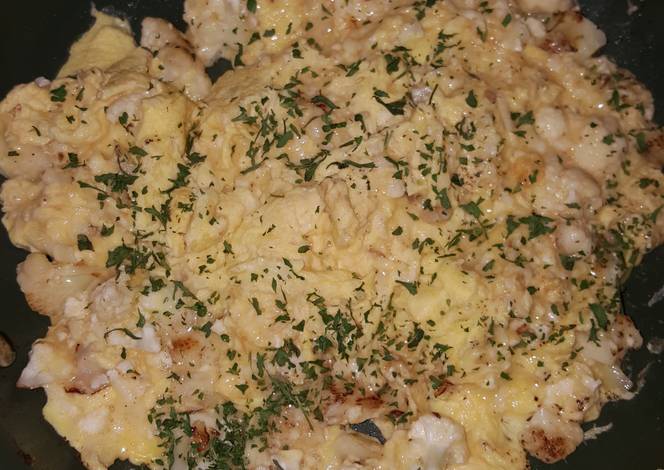 Resep Spicey Scrambled eggs with Califlower-healthy