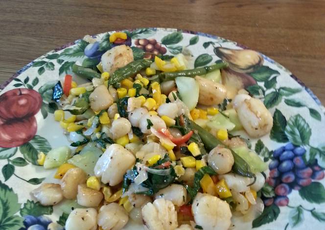Resep Sea Scallops on Succotash Resep Sea Scallops on Succotash