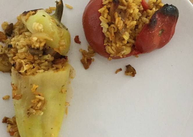 Resep Brown rice stuffed vegetables Resep Brown rice stuffed vegetables