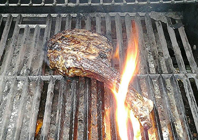 Grilled Cowboy Ribeye Steak with Acccompaniment Ideas Recipe by fenway ...