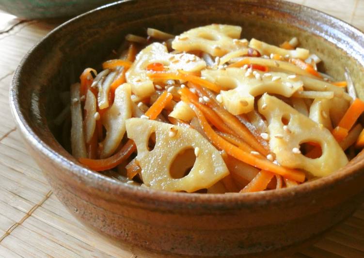 Burdock Root and Lotus Root Kimpira Stirfry Recipe by