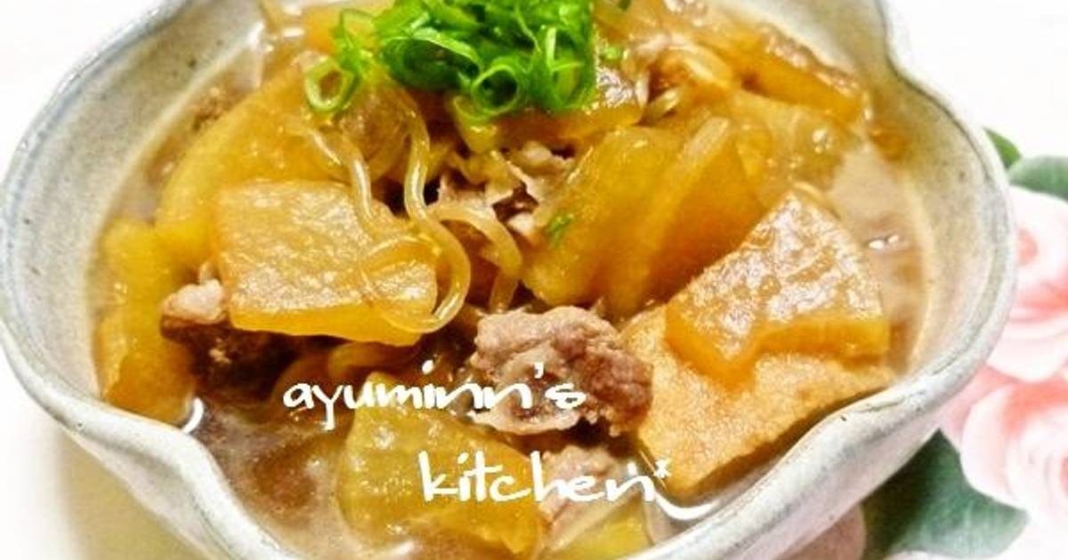 Simmered Pork, Daikon Radish, Konnyaku Noodles, and Atsuage Recipe by