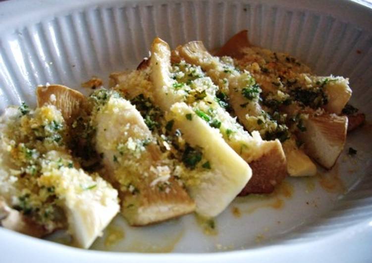 Baked King Oyster Mushrooms with Parsley, Cheese, and Panko Recipe by