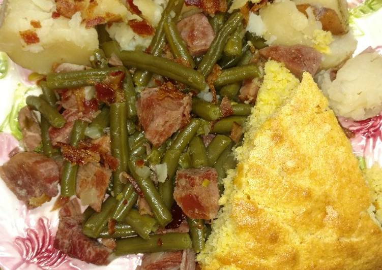 Ham and Beans with Potatoes and Cornbread Recipe by ⚡Welderwoman⚡ Cookpad