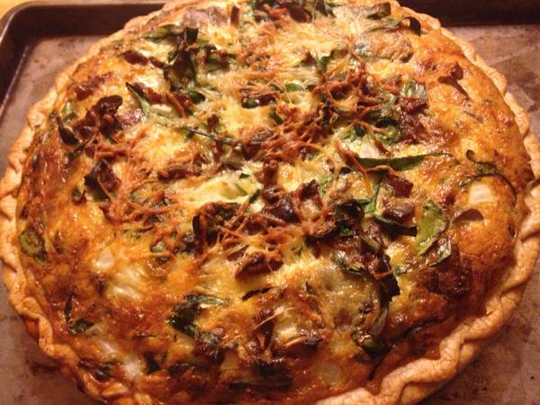 Bacon,spinach and mushroom quiche
