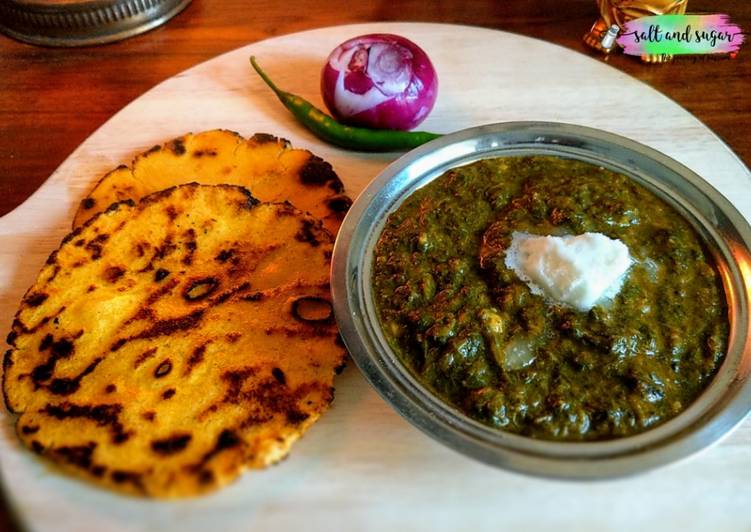 Punjabi Pind (Village) Style ~ Sarson ka saag aur Makki ki Roti Recipe ...