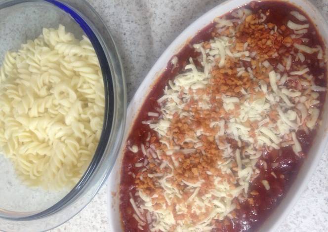 Resep My Chorizo and Bacon Bolognese with Crisp Dried Bacon Bits on Top