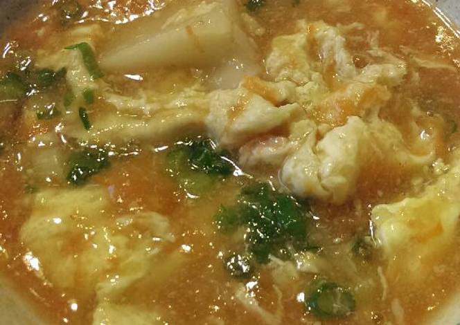 Resep Carrot Egg Drop Soup with Mochi Rice Cake