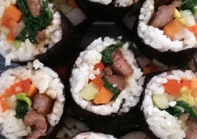Resep rolled rice with beef Resep rolled rice with beef