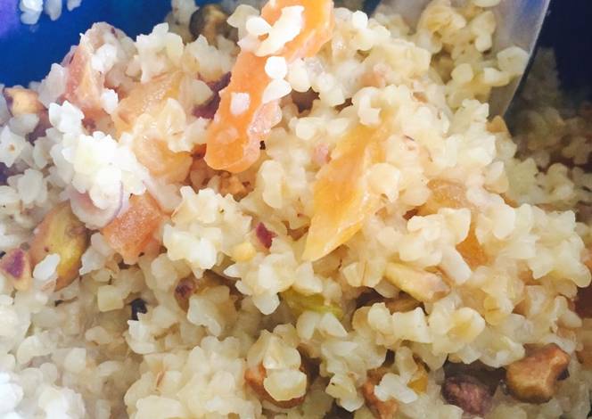 Resep Honey apricot bulger wheat with pistachios Resep Honey apricot bulger wheat with pistachios