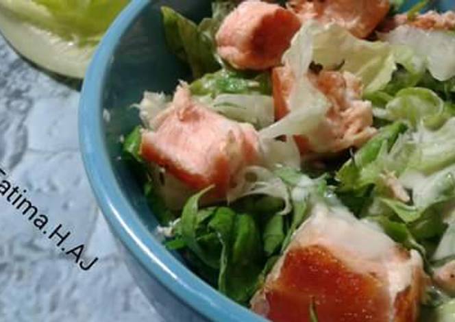 Resep Salamon caesar salad