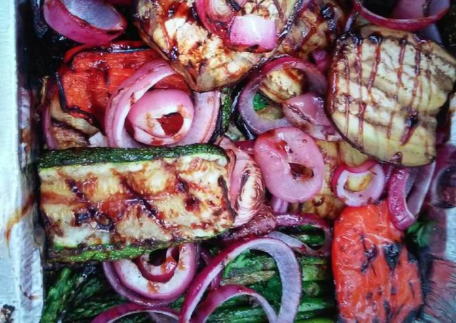 Resep Grilled vegetables with infused Olive Oil and Balsamic glaze