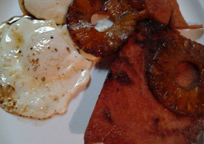 Resep Leftover pineapple and ham with eggs