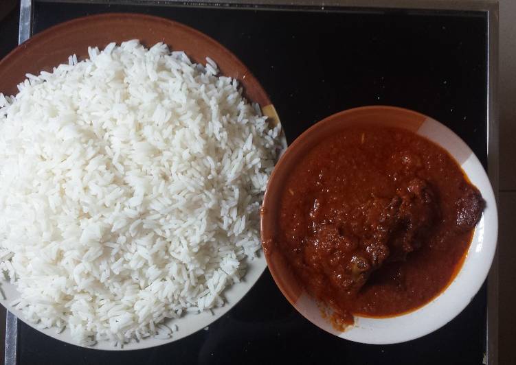 White rice and stew Recipe by Enefola Joy Owoicho Cookpad