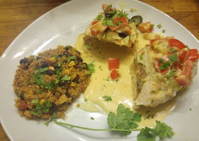 Resep Quinoa Stuffed Chicken Breast with Cream Sauce