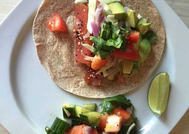 Resep Fresh tuna taco / Cajun sauce