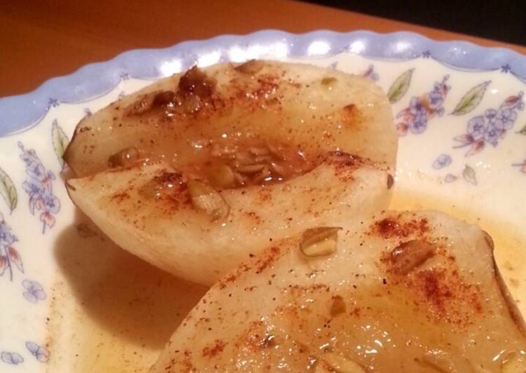 Microwave poached pears Recipe by ArethaEats Cookpad