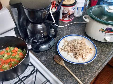 Mom's Crock Pot Creamy Chicken Noodle Soup (From Carcass ...