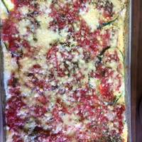 Lasaña de berenjena, tomate y queso