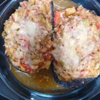 Berenjena rellena de atún y verdura