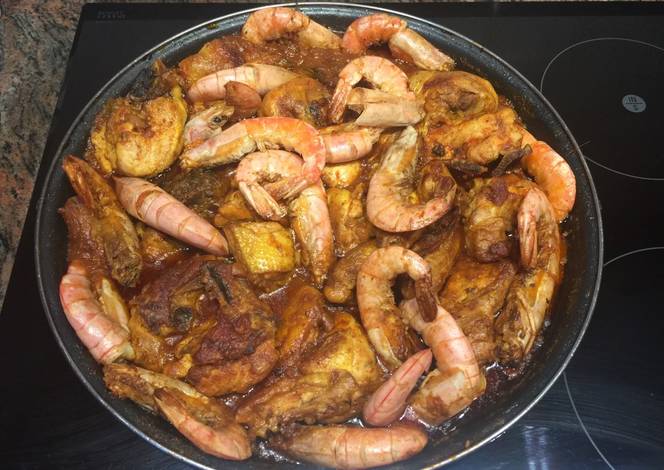 Pollo con gambas (mar y montaña) Receta de YoMa - Cookpad