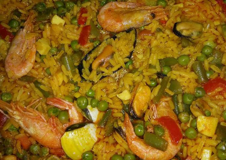 Paella de marisco con verduras Receta de María José MR 👨‍👩‍👧 Cookpad