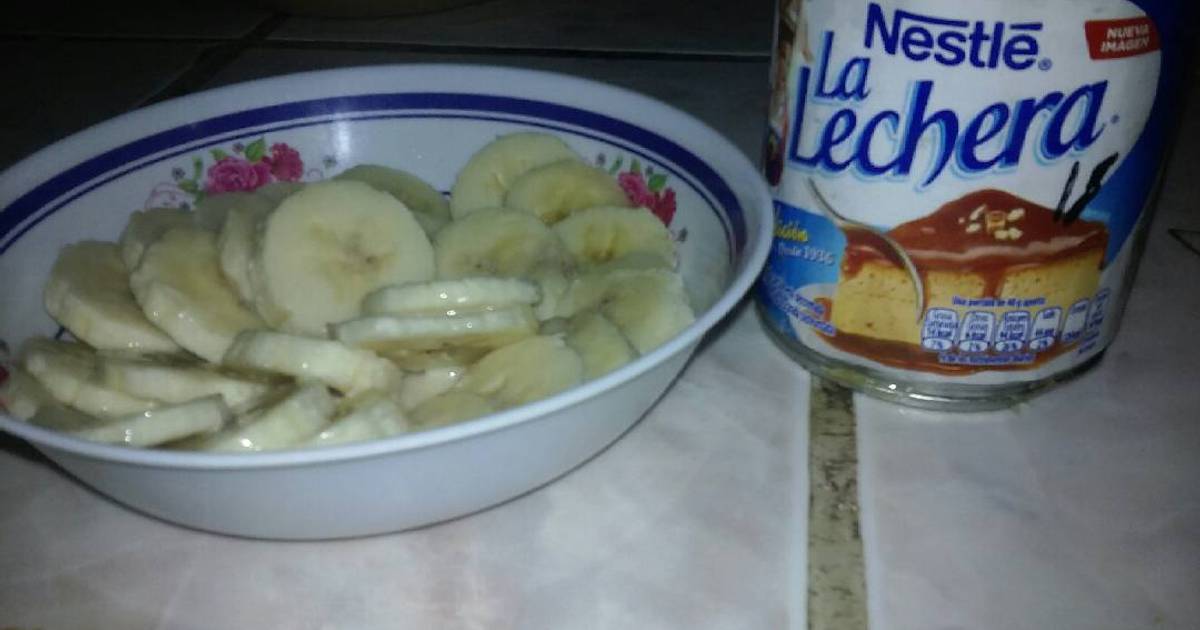 Plátano con leche condensada fácil Receta de Andres Mauricio Perez
