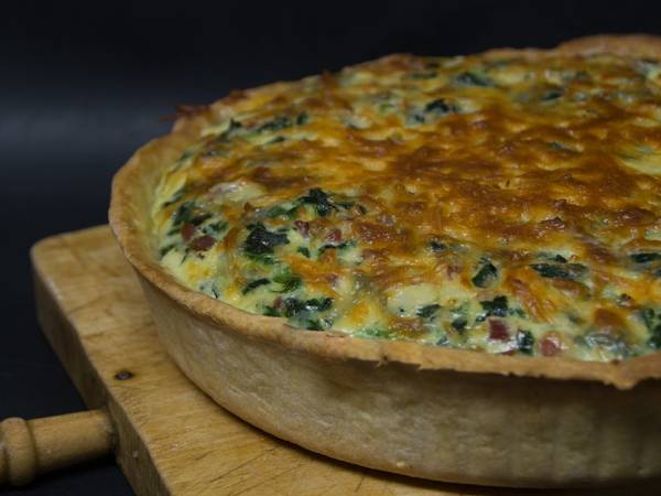Quiche de espinacas y bacón o jamón