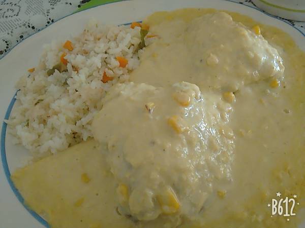 Pollo en crema de elote