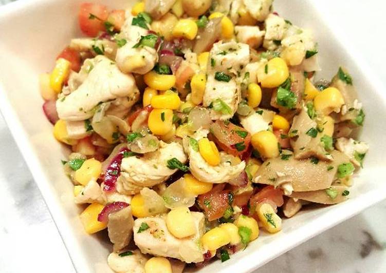 Ensalada de maíz y garbanzos con pollo Receta de Yelitza Anmar Guerra