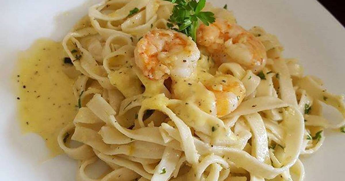 Pasta Alfredo con camarones Receta de Chef Diosa Cookpad