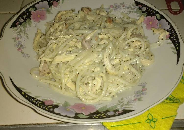 
    Espaguetis con Pollo y Crema de Leche
  