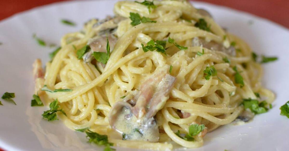 Pasta con jamón serrano y champiñones 10 recetas caseras Cookpad