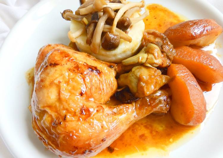 Pollo al horno con manzana y parmentier de patata y setas Receta de ... Pollo al horno con manzana y parmentier de patata y setas Receta de ...