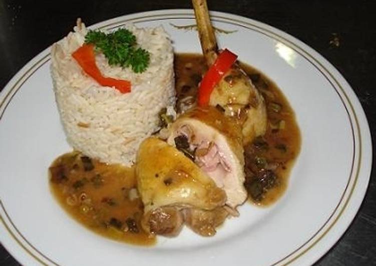 Pollo con arroz pilaf y salsa española al verdeo Receta de ...