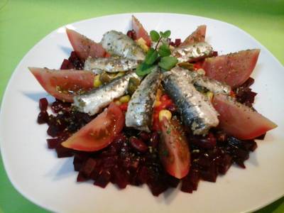 Ensalada de alubias rojas y sardinitas