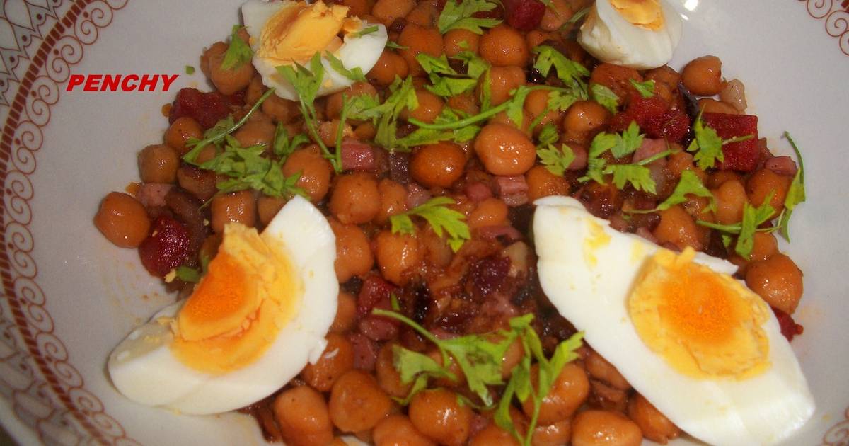 Garbanzos fritos con jamón y chorizo ibérico Receta de penchi briones