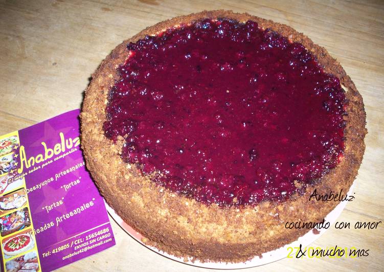 Cheesecake con salsa de Zarzamora Receta de Anabeluz Cookpad