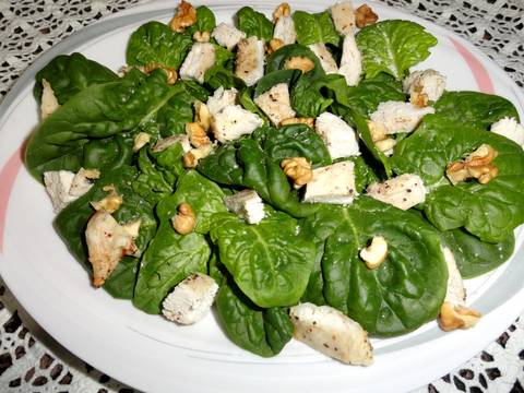 Ensalada de espinacas con peras y pollo Receta de carme Ensalada de espinacas con peras y pollo Receta de carme
