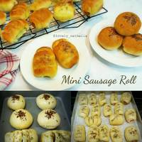 Roti Unyil Sosis Keju Favorit Keluarga ( Mini Sausage roll bun)