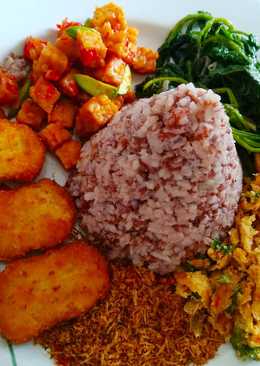 Nasi liwet beras merah